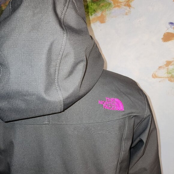The North Face Girls Gray Hooded Jacket With Pink Accents - Picture 6 of 10